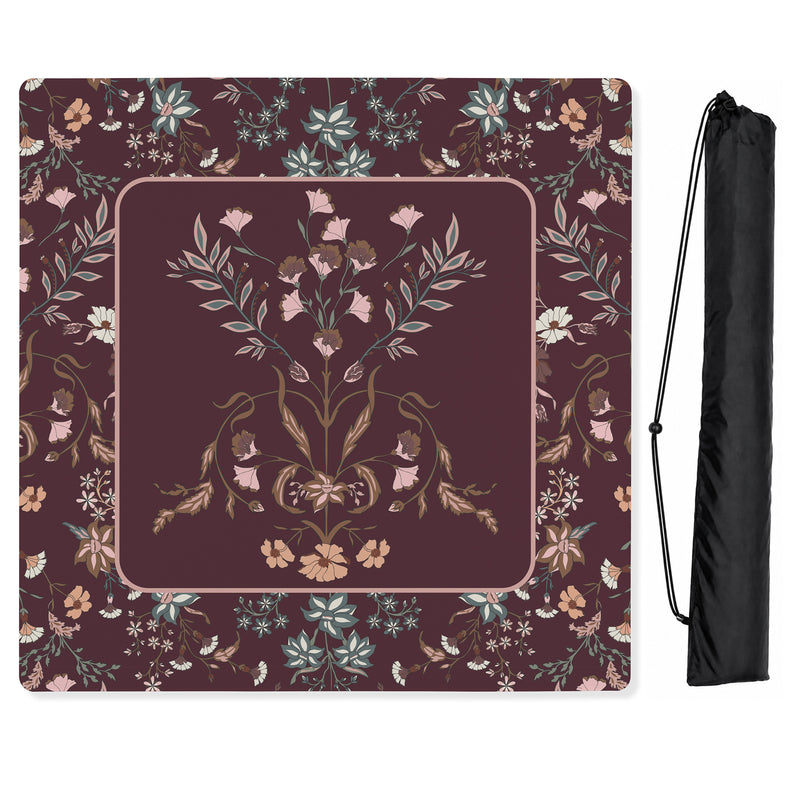 Boho Floral Wildflower Burgundy Red and Orange Collection Mahjong Mat for Table - Shipped Rolled