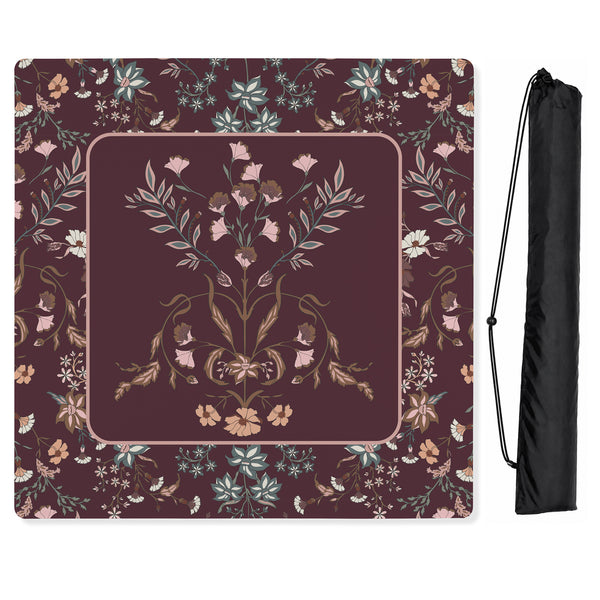 Boho Floral Wildflower Burgundy Red and Orange Collection Mahjong Mat for Table - Shipped Rolled
