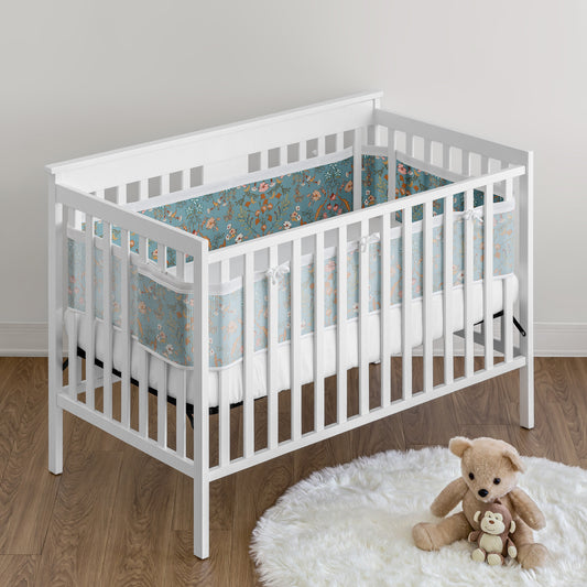 Boho Floral Wildflower Blue and Orange Collection Sweet Jojo Designs + BreathableBaby Breathable Mesh Crib Liner
