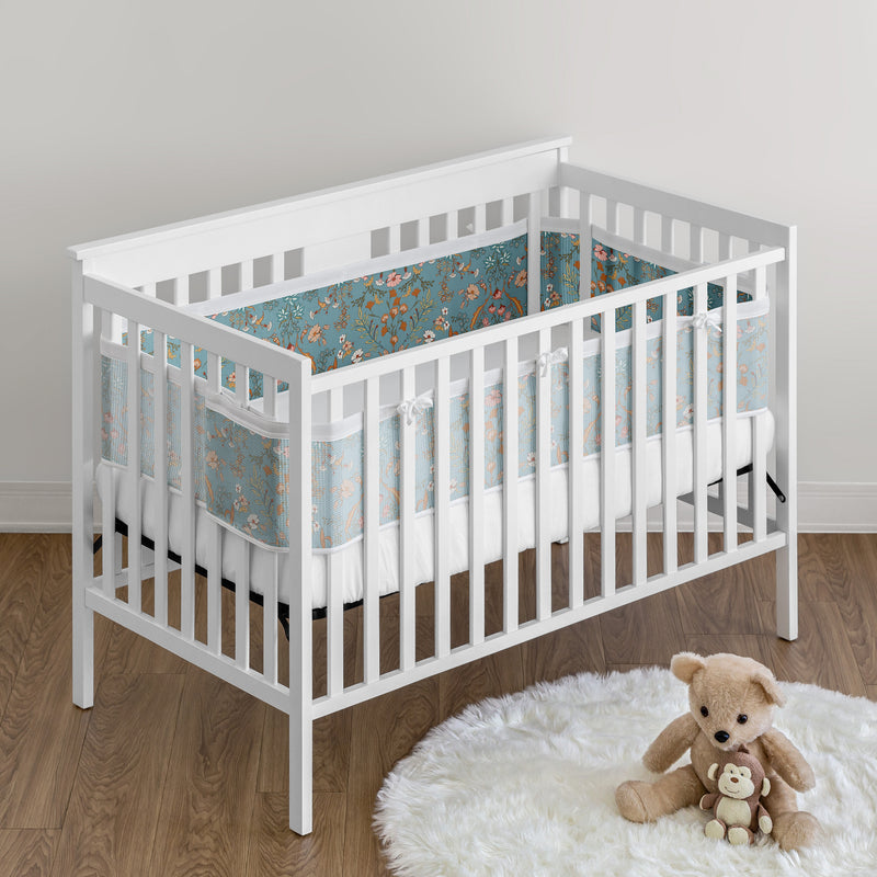 Boho Floral Wildflower Blue and Orange Collection Sweet Jojo Designs + BreathableBaby Breathable Mesh Crib Liner