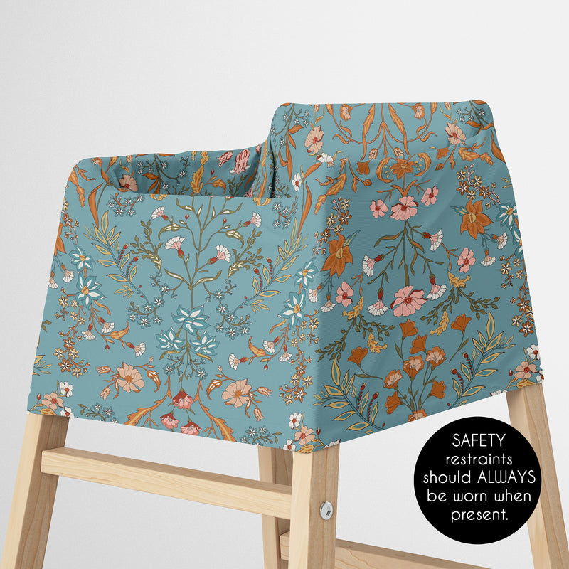 Boho Floral Wildflower Blue and Orange Collection Multi Use Baby Car Seat and Nursing Cover