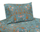 Boho Floral Wildflower Blue and Orange Collection Queen Sheet Set