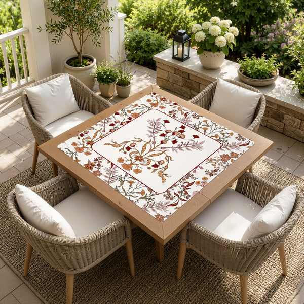 Boho Floral Wildflower Rust Orange and Ivory Collection Mahjong Mat for Table - Shipped Rolled alternate view