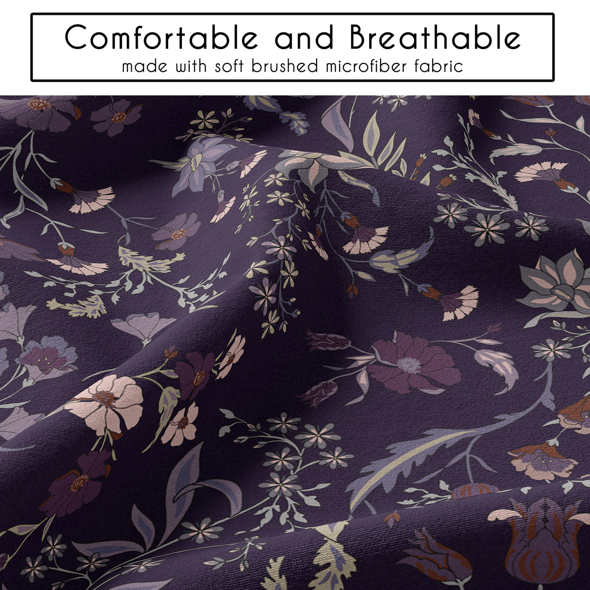 Boho Floral Wildflower Plum Purple Collection King Duvet Cover Bedding Set