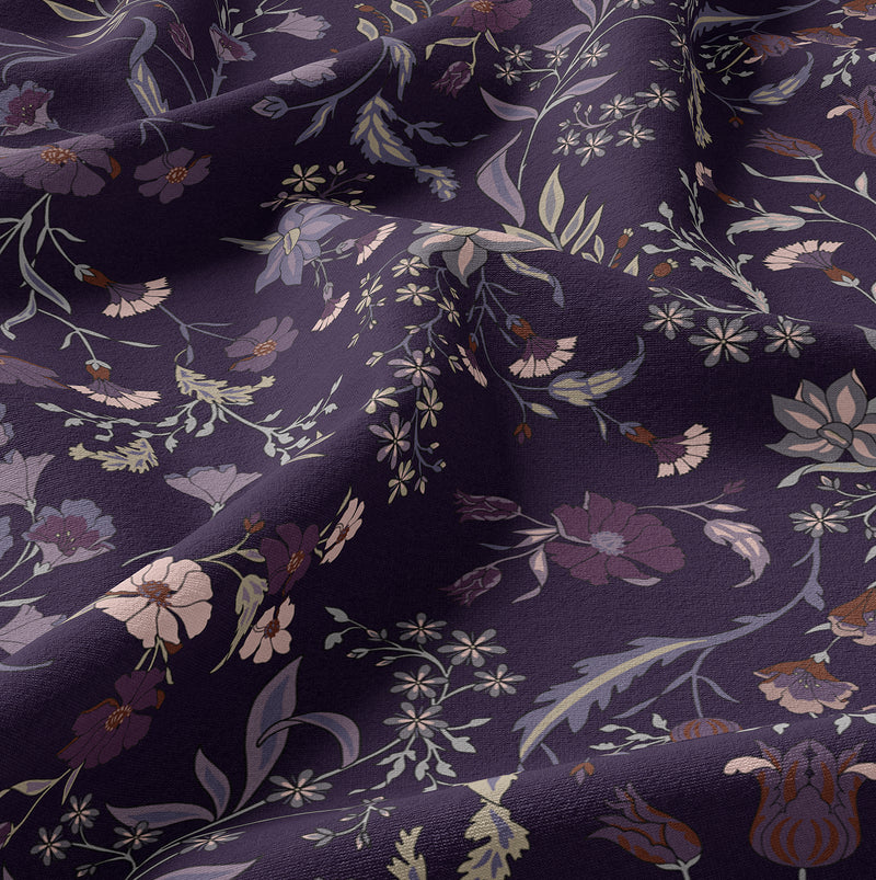 Boho Floral Wildflower Plum Purple Collection Shower Curtain