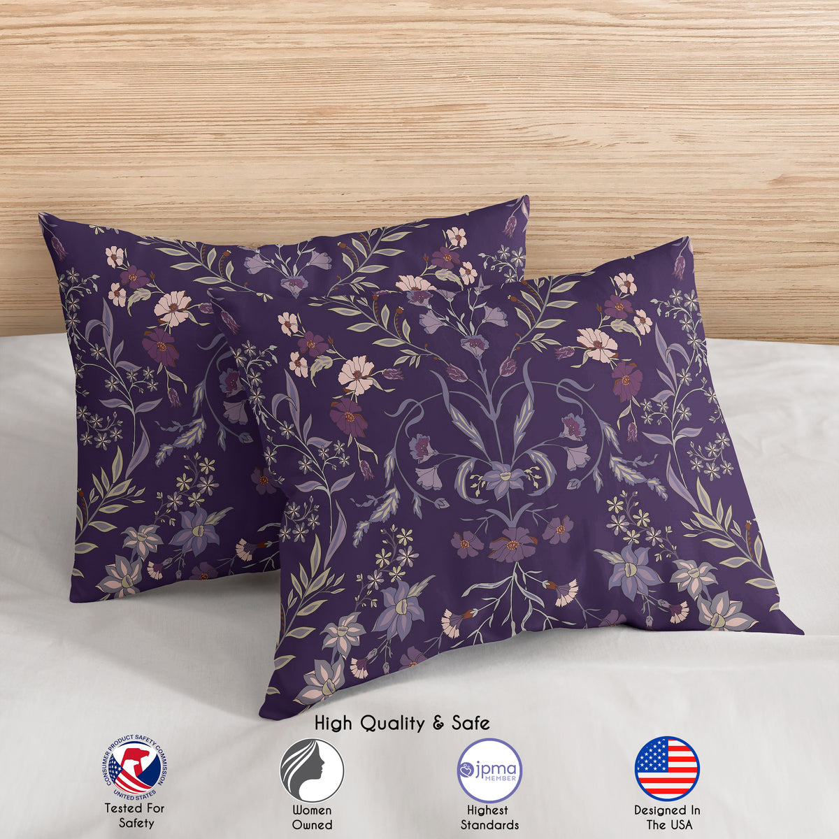 Boho Floral Wildflower Plum Purple Collection King Duvet Cover Bedding Set