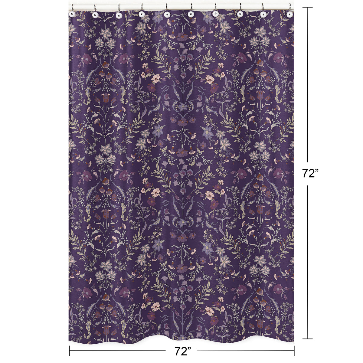 Boho Floral Wildflower Plum Purple Collection Shower Curtain