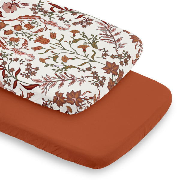 Boho Floral Wildflower Collection 2 Pack Baby Bassinet Fitted Sheets