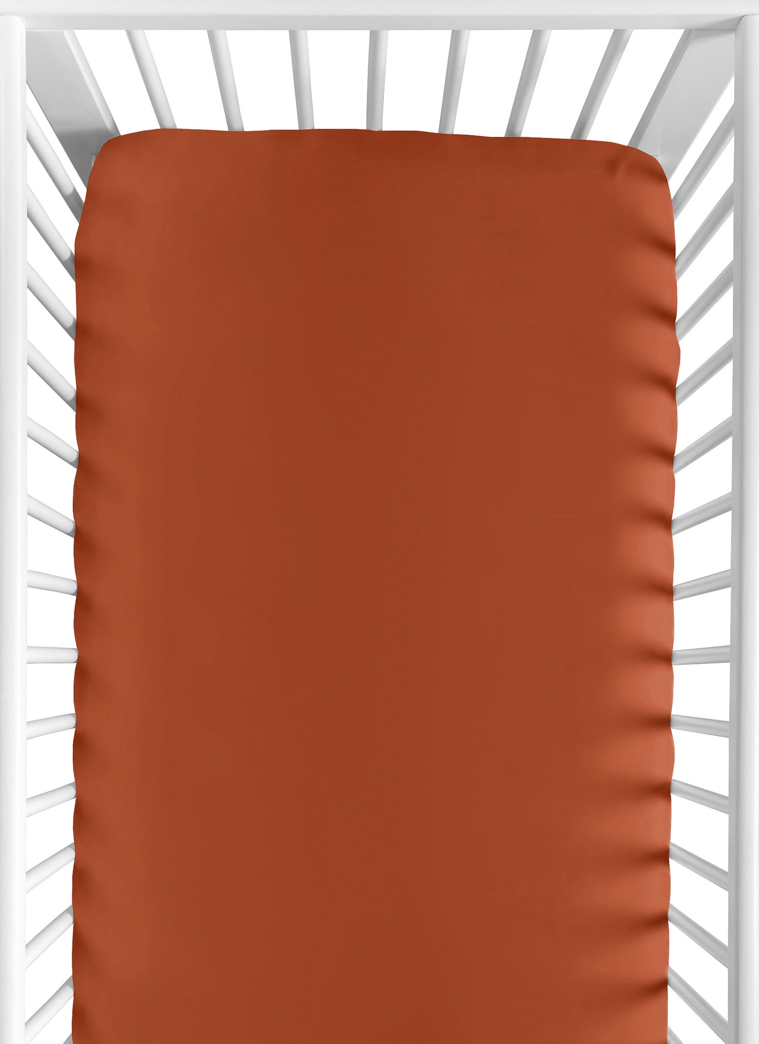 Boho Floral Wildflower Rust Orange and Ivory Collection Crib Sheet - Solid Burnt Orange
