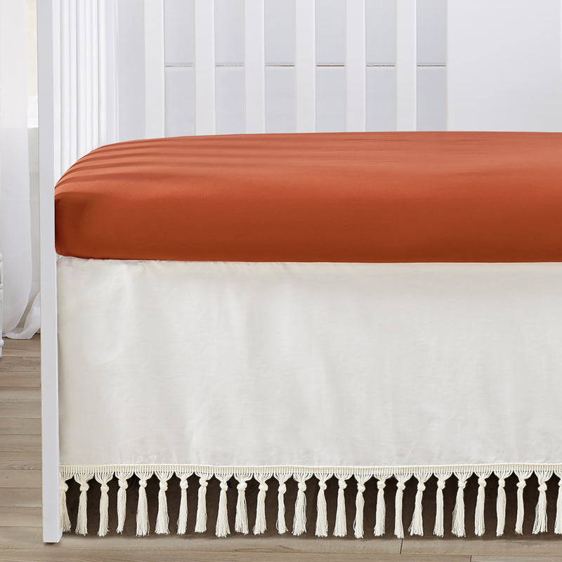 Boho Floral Wildflower Rust Orange and Ivory Collection 4 Piece Crib Bedding