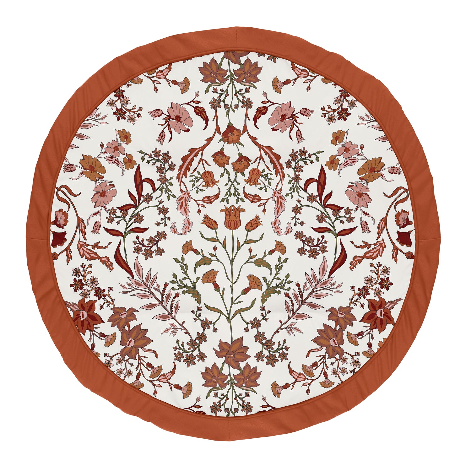 Boho Floral Wildflower Rust Orange and Ivory Collection Playmat