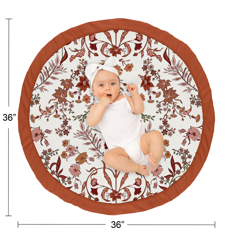 Boho Floral Wildflower Rust Orange and Ivory Collection Playmat