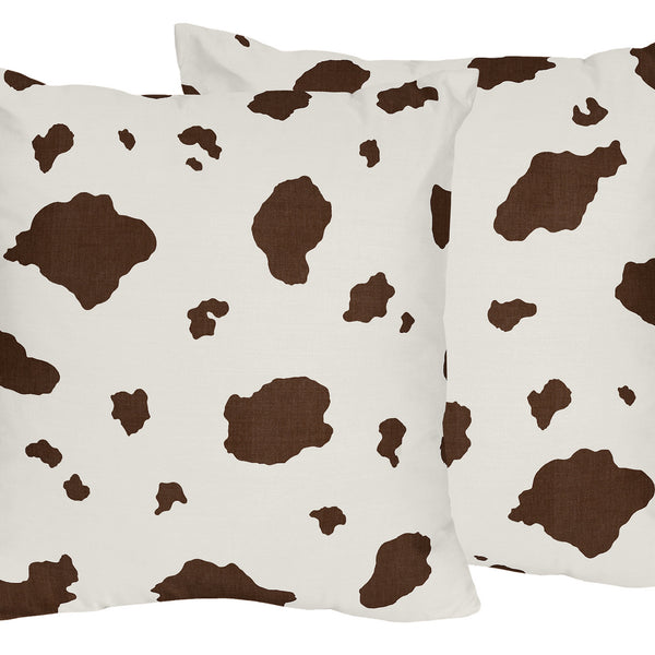 Wild West Cowboy Collection Cow Print Decorative Accent Throw Pillow Covers - Set of 2