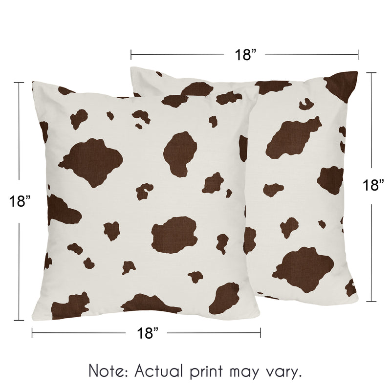 Wild West Cowboy Collection Cow Print Decorative Accent Throw Pillow Covers - Set of 2