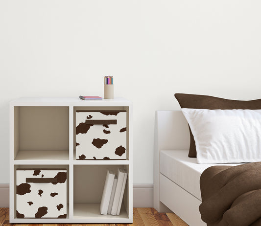 Wild West Cowboy Collection Cow Print Foldable Fabric Storage Bins - Set of 2