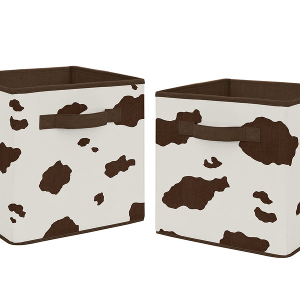 Wild West Cowboy Collection Cow Print Foldable Fabric Storage Bins - Set of 2