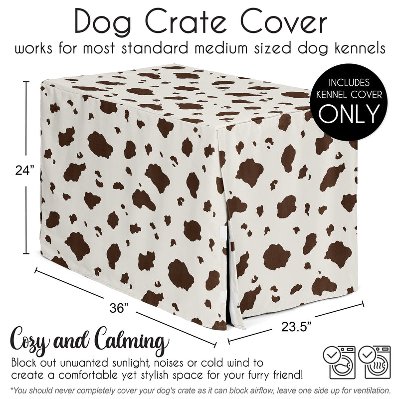 Wild West Cowboy Collection Dog Crate Kennel Cover 36in. - Cow Print