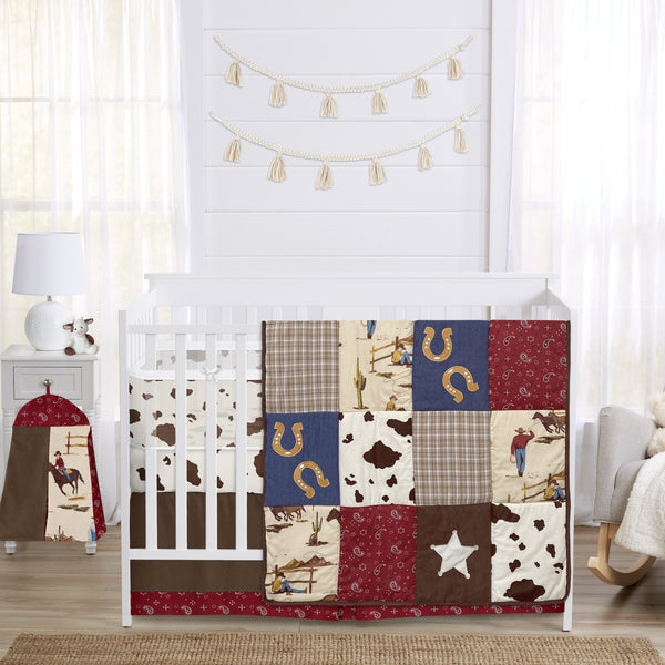 Wild West Cowboy Collection Sweet Jojo Designs 6 Piece Crib Bedding + BreathableBaby Breathable Mesh Liner  - Cow Print