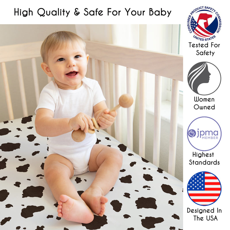 Wild West Cowboy Crib Sheet - Cow Print