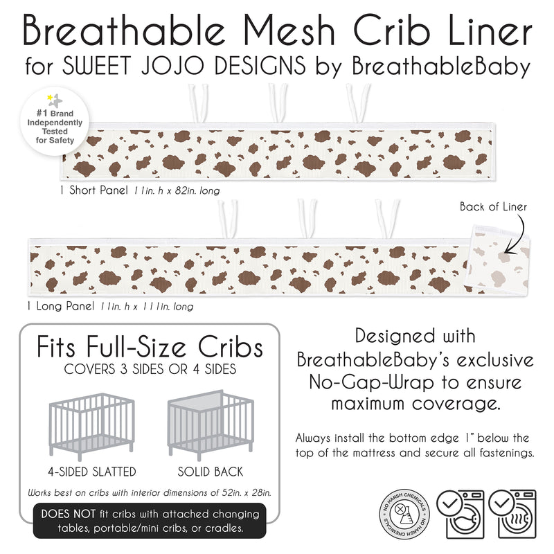 Wild West Cowboy Collection Sweet Jojo Designs + BreathableBaby Breathable Mesh Crib Liner  - Cow Print