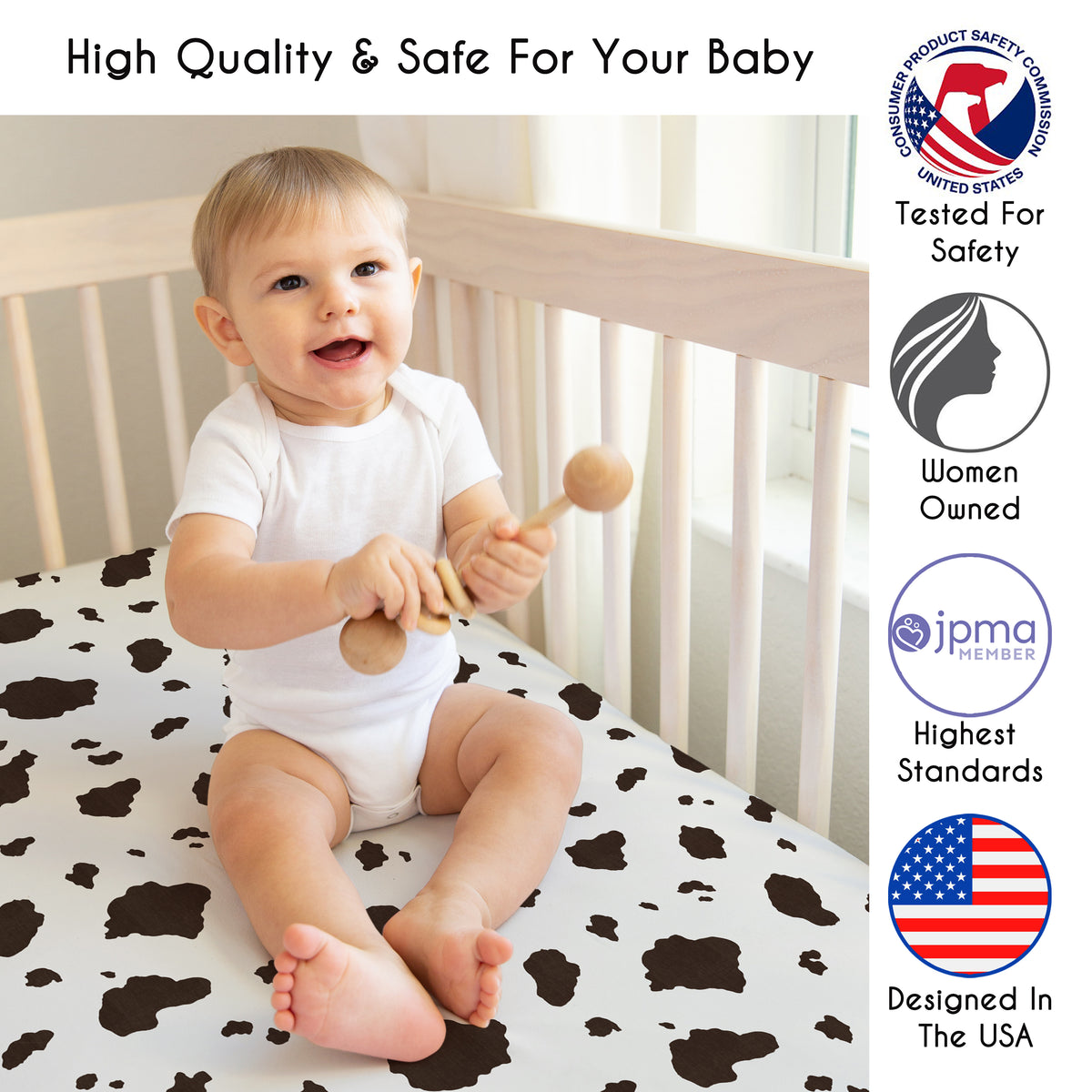 Wild West Collection Mini Crib Sheet - Cow Print