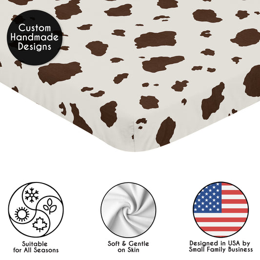 Wild West Collection Mini Crib Sheet - Cow Print