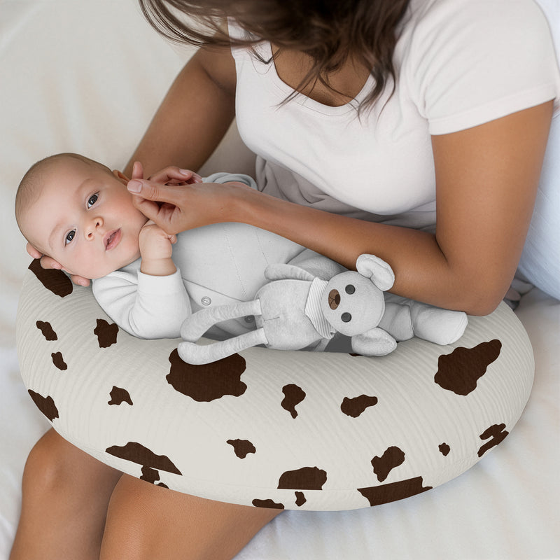 Wild West Cowboy Collection - Cow Print 100% Cotton Muslin Nursing Breastfeeding Pillow Cover Case (Pillow Not Included)