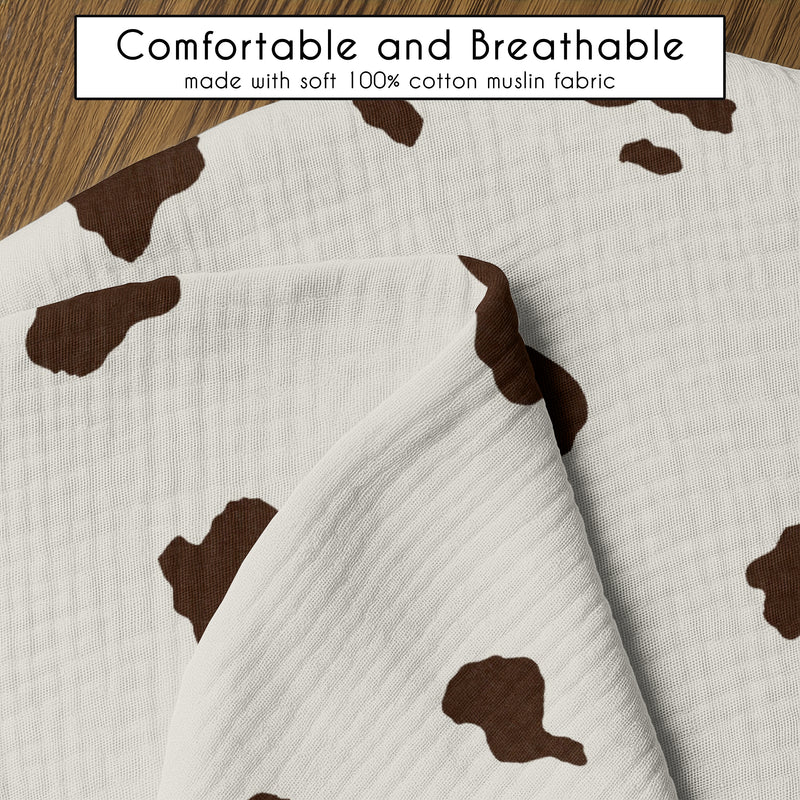Wild West Cowboy Collection - Cow Print 100% Cotton Muslin Nursing Breastfeeding Pillow Cover Case (Pillow Not Included)