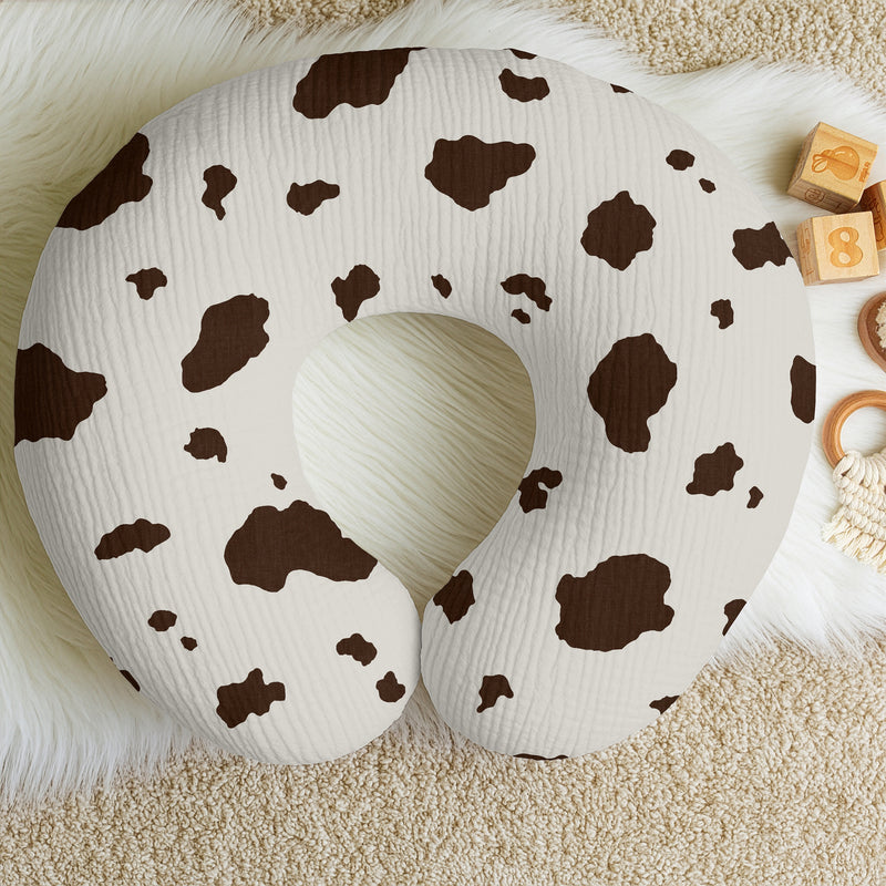 Wild West Cowboy Collection - Cow Print 100% Cotton Muslin Nursing Breastfeeding Pillow Cover Case (Pillow Not Included)