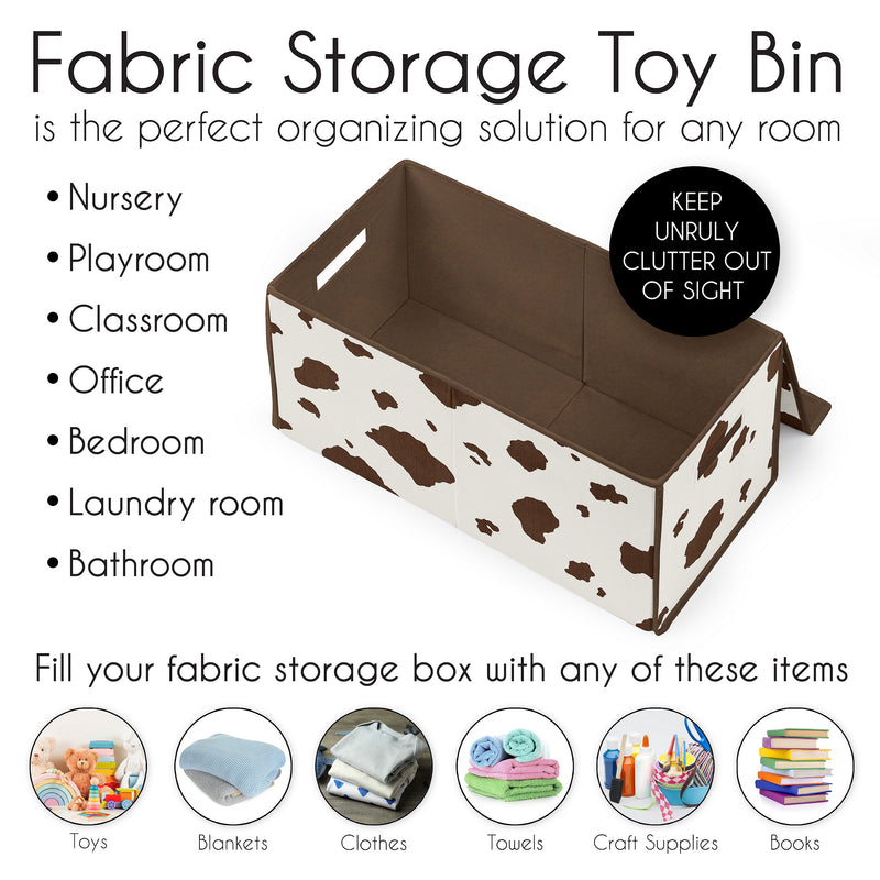 Wild West Cowboy Collection Cow Print Fabric Toy Bin Storage