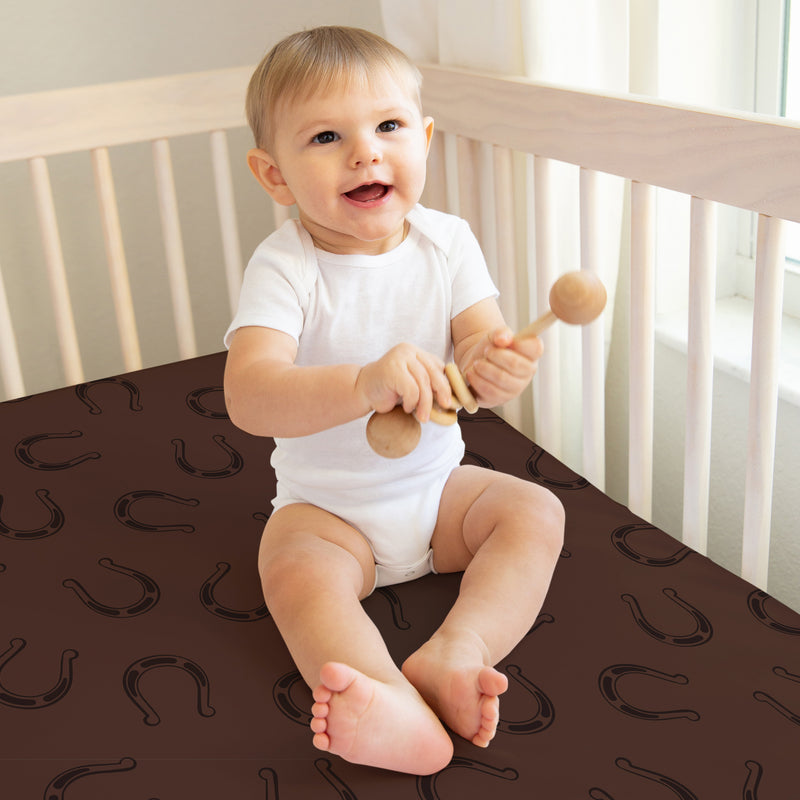 Wild West Cowboy Collection 3 Pack Crib Sheets - Horseshoe Print