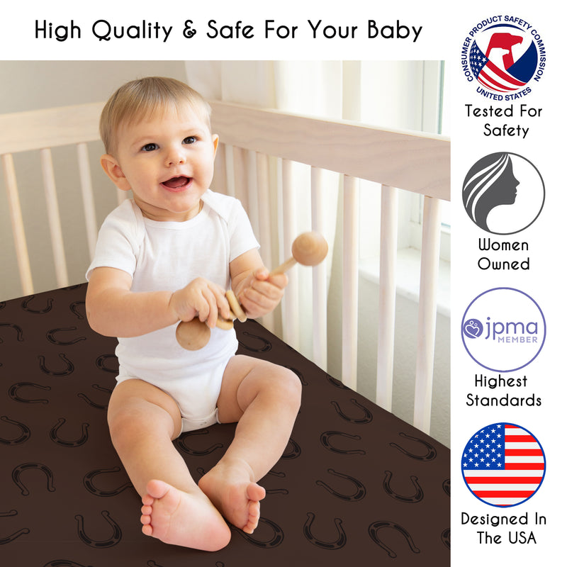 Wild West Cowboy Collection Crib Sheet - Horseshoe Print