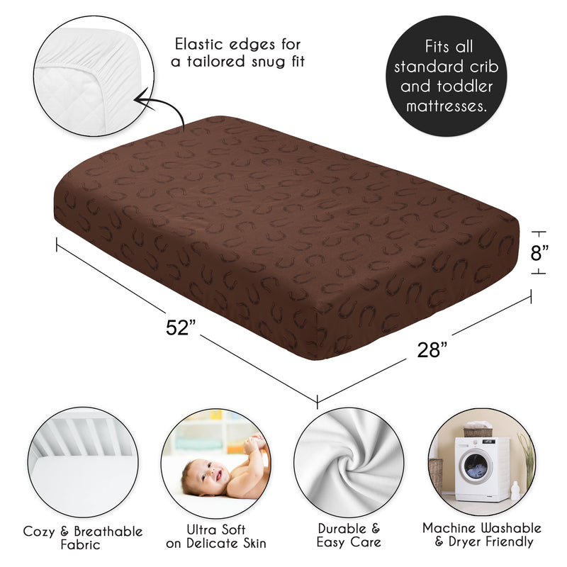 Wild West Cowboy Collection Crib Sheet - Horseshoe Print