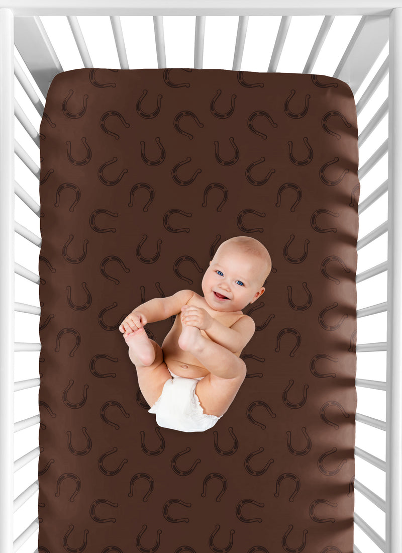 Wild West Cowboy Collection Crib Sheet - Horseshoe Print