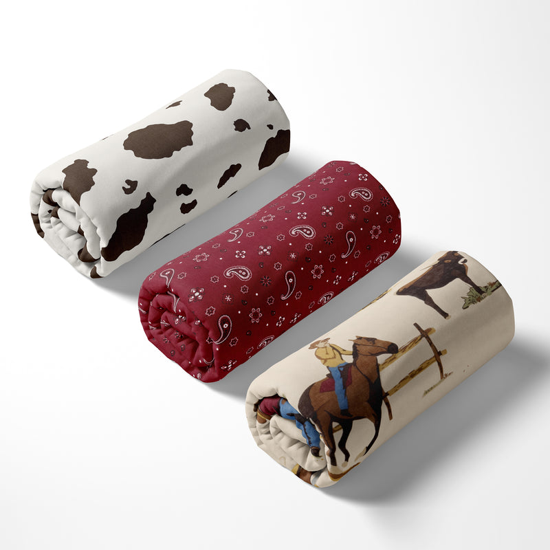 Wild West Cowboy Collection 3 Pack Crib Sheets