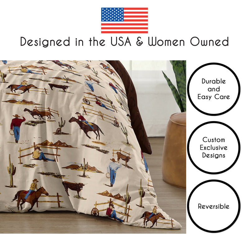 Wild West Cowboy Collection Twin Bedding - Horseshoe Print