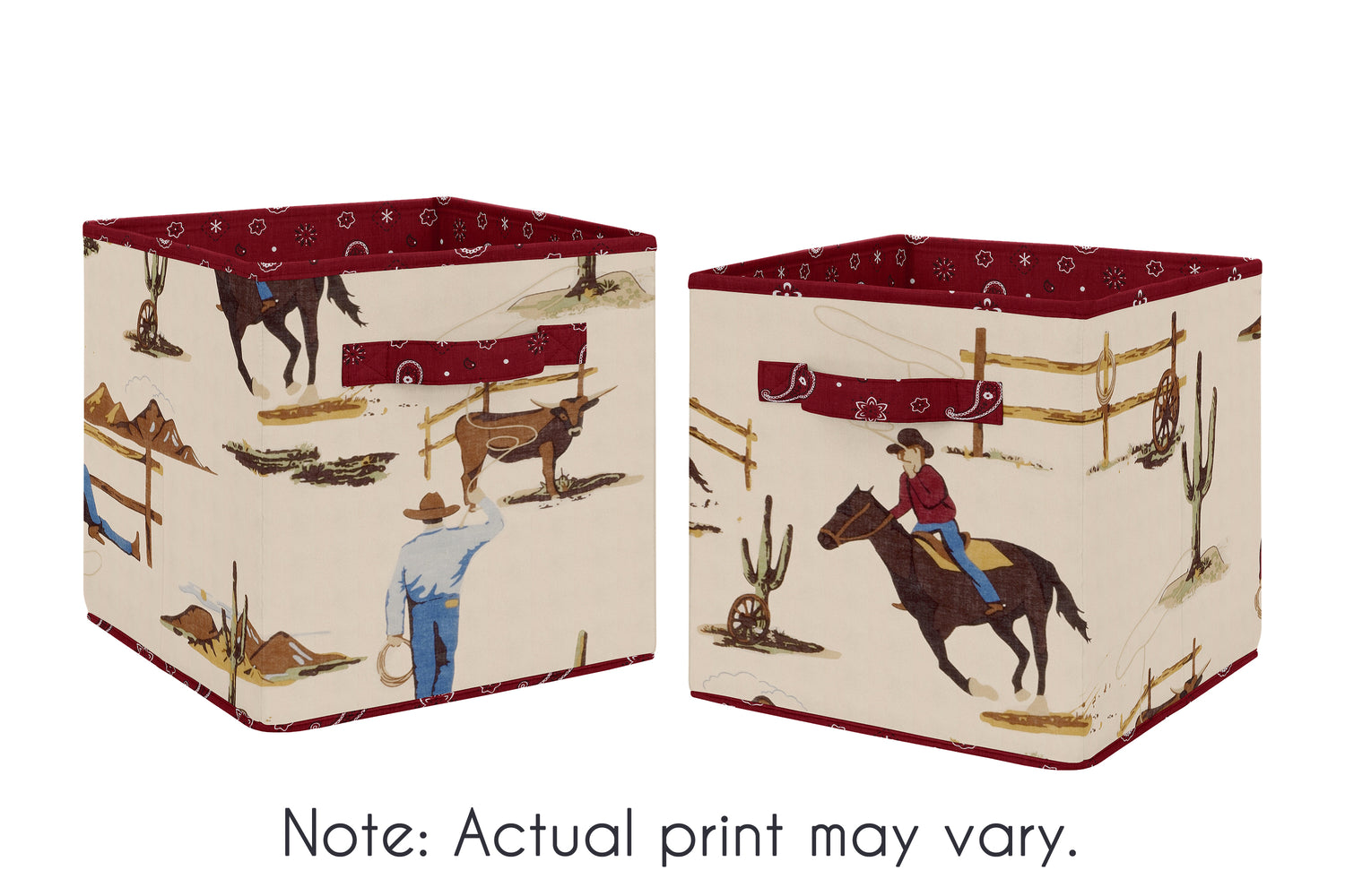 Wild West Cowboy Collection Foldable Fabric Storage Bins - Set of 2