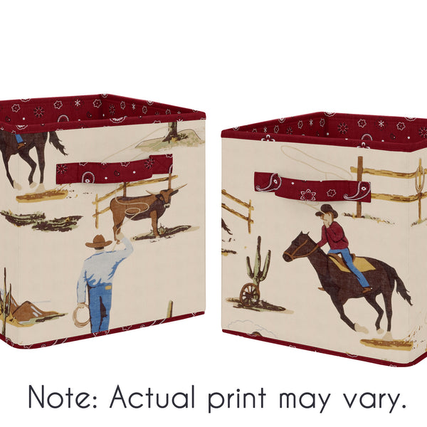 Wild West Cowboy Collection Foldable Fabric Storage Bins - Set of 2