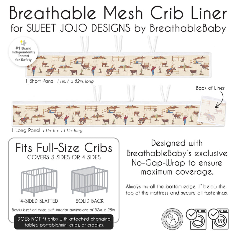 Wild West Cowboy Collection Sweet Jojo Designs + BreathableBaby Breathable Mesh Crib Liner