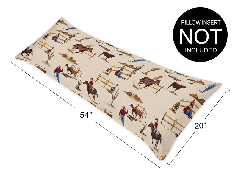 Wild West Cowboy Collection Horse Print Full Length Body Pillow Cover