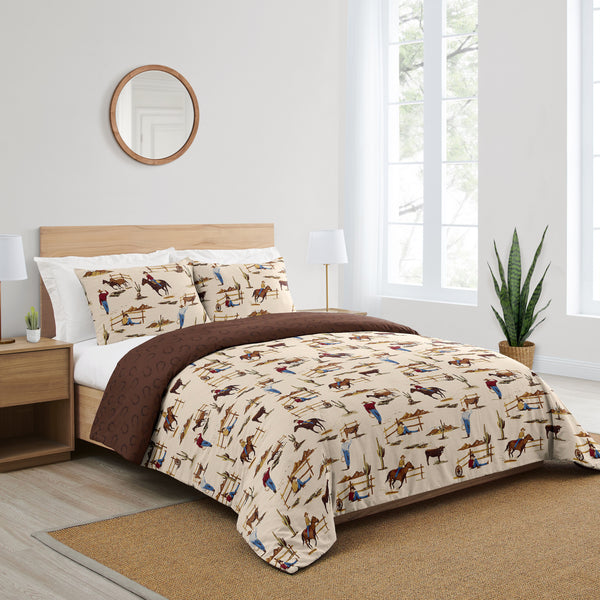 Wild West Cowboy Collection Full/Queen Bedding - Horseshoe Print alternate view