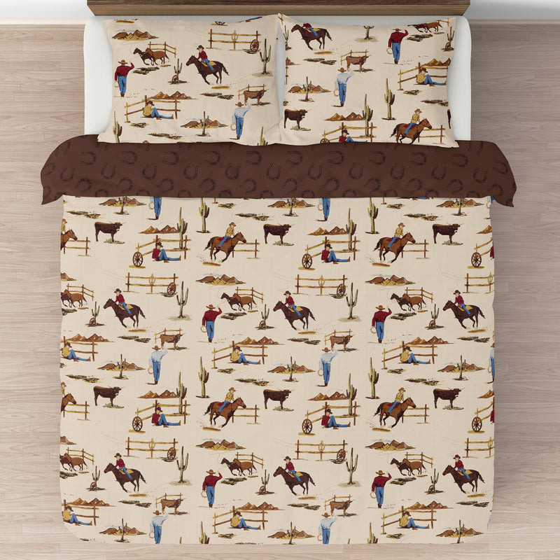 Wild West Cowboy Collection Full/Queen Bedding - Horseshoe Print