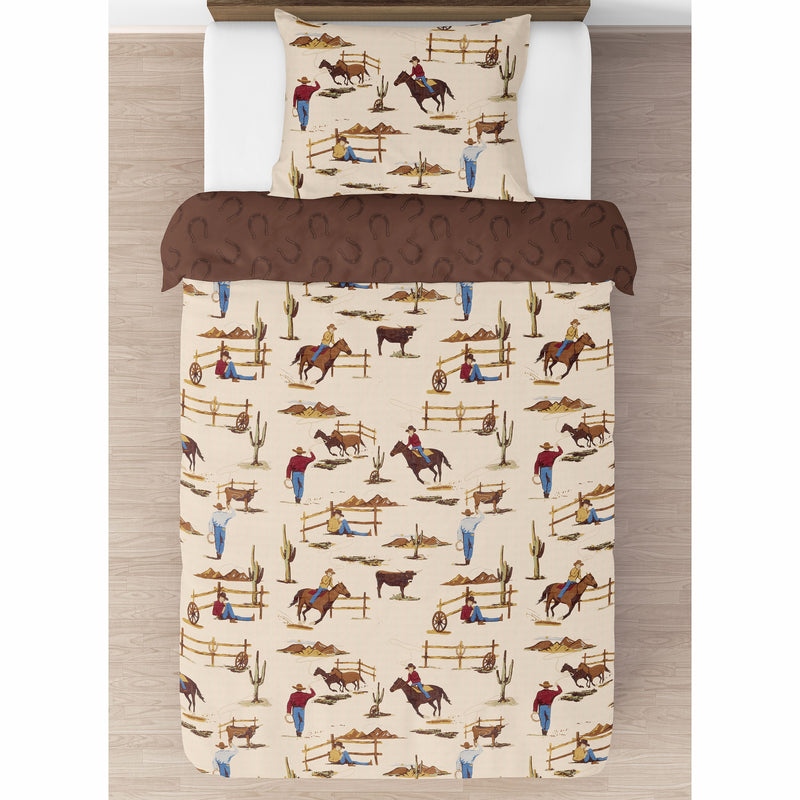 Wild West Cowboy Collection Twin Bedding - Horseshoe Print
