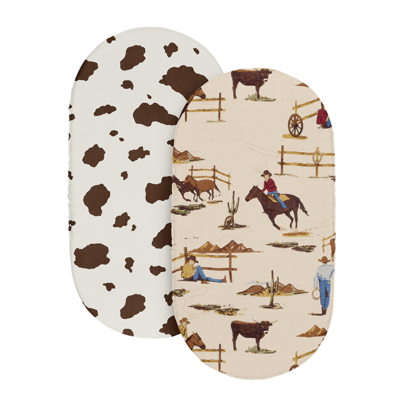Wild West Cowboy Collection 2 Pack Baby Bassinet Fitted Sheets