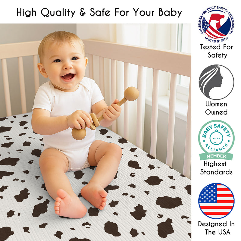 Wild West Cowboy Collection 100% Cotton Muslin 2 Pack Crib Sheets