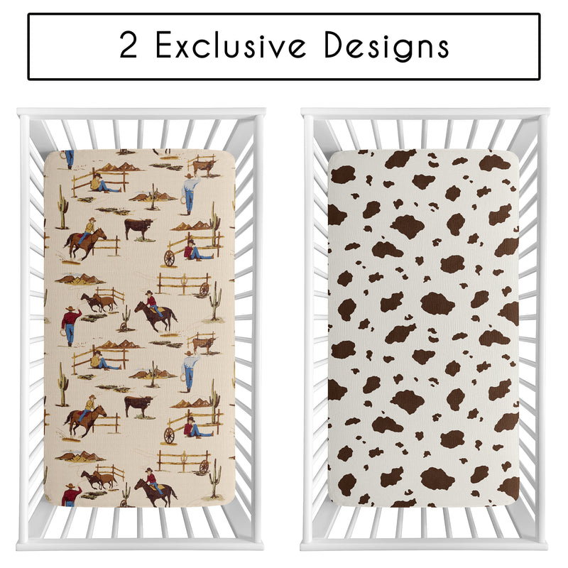 Wild West Cowboy Collection 100% Cotton Muslin 2 Pack Crib Sheets