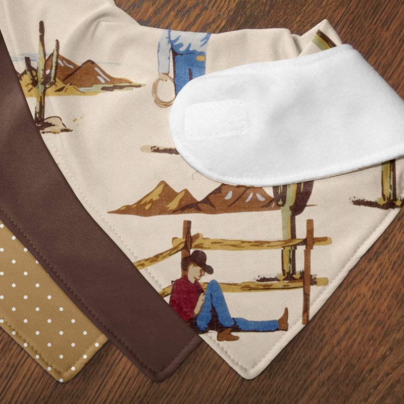 Wild West Collection Fabric Bandana Baby Bibs - 3 Pack Set