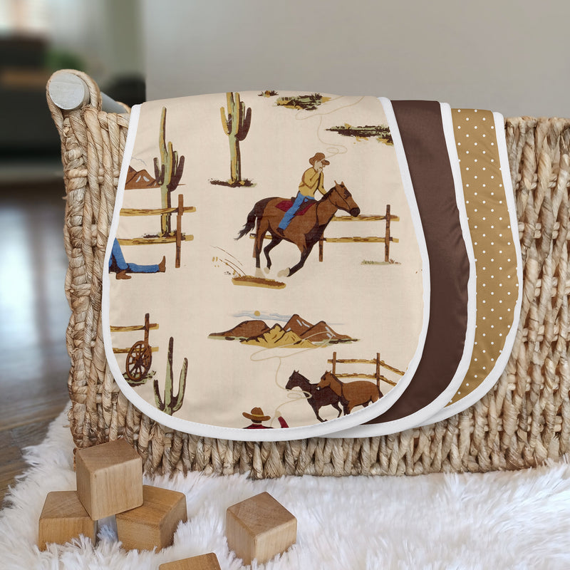 Wild West Collection Absorbent Burp Cloths - 3 Pack Set