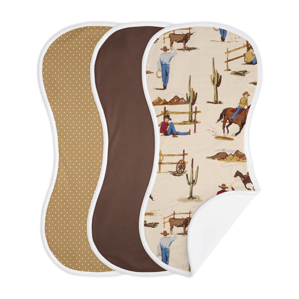 Wild West Collection Absorbent Burp Cloths - 3 Pack Set