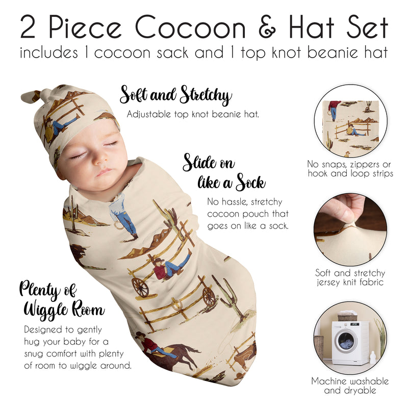 Wild West Collection Baby Cocoon and Beanie Hat - 2 Piece Set